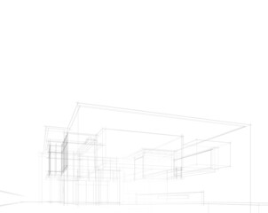 architectural drawing design 3d rendering and 3d illustration