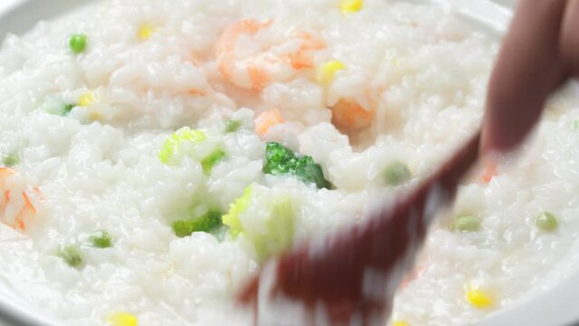 Featured Chinese Pastoral Three-Color Shrimp Congee