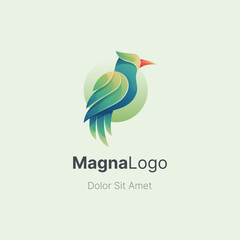 Abstract colorful bird logo gradient.