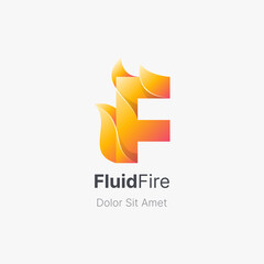 Initial letter f with fire logo gradient.