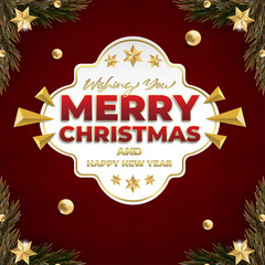 Red Maroon Christmas New Year Sale Discount Promotion Social Media Square Post