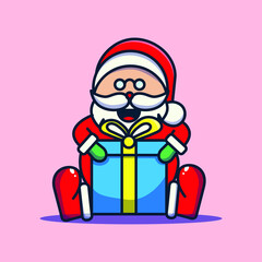 santa clause giving gold coin, money bag for christmas gift	