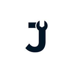 Initial Letter J Wrench Logo Design Inspiration