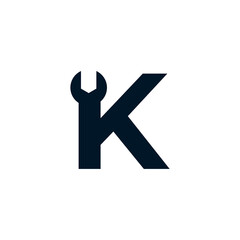 Initial Letter K Wrench Logo Design Inspiration