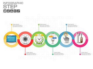 Process infographic template design with icons  and options.