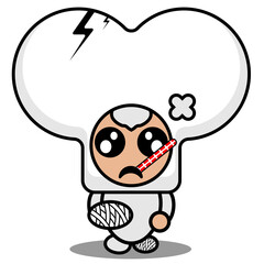 vector cartoon character cute half bone mascot costume sick in bandage
