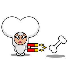 vector cartoon character cute half bone mascot costume bone magnet