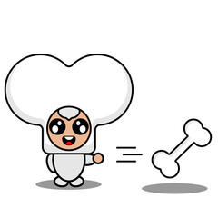 cartoon vector cute half bone mascot costume character throwing bones