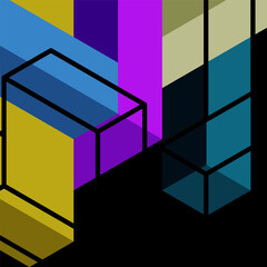 Abstract background. 3d cubes, cubic elements and blocks. Techno or business concept for wallpaper, banner, background, landing page