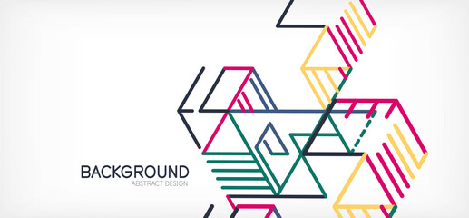 Abstract background. Color lines on white background. Linear abstract composition. Techno or business concept for wallpaper, banner, background, landing page