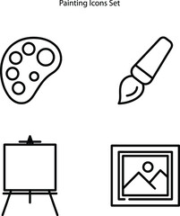 painting icons set isolated on white background. painting icon thin line outline linear painting symbol for logo, web, app, UI. painting icon simple sign.