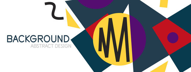 Abstract background. Blocks, lines, triangles, circles composition. Techno or business concept for wallpaper, banner, background, landing page