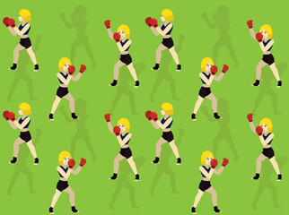 Boxing Poses Cartoon Long Range Uppercut Seamless Wallpaper Background