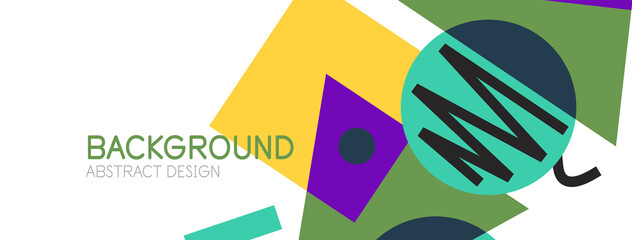 Abstract background. Blocks, lines, triangles, circles composition. Techno or business concept for wallpaper, banner, background, landing page