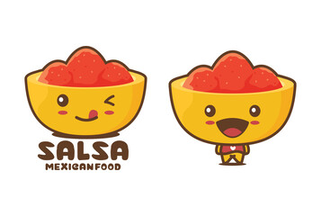 cute salsa sauce mascot illustration, traditional mexican food