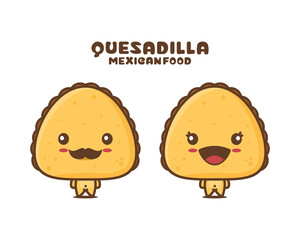 Quesadilla traditional Mexican food mascot illustration