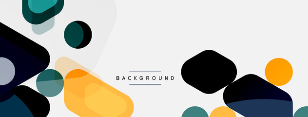 Abstract round geometric shapes and circles background. Trendy techno business template for wallpaper, banner, background or landing