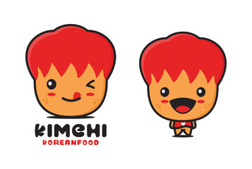 kimchi cartoon mascot illustration, Korean food - obrazy, fototapety, plakaty