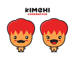 kimchi cartoon mascot illustration, Korean food