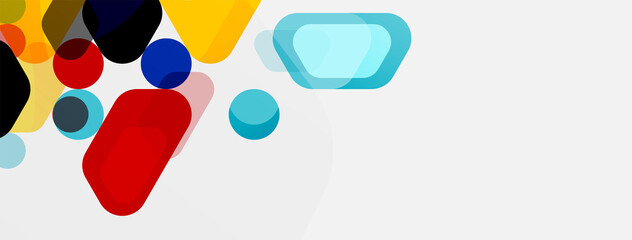 Color bubbles and rounded geometric shapes on white. Vector geometric minimal abstract background for wallpaper, banner, background, landing page