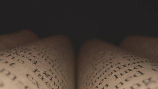 Antique book extreme detail, with black background