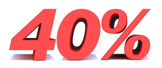 40 Percent off 3d Sign on White Background, Special Offer 40% Discount Tag, Sale Up to 40 Percent Off,big offer, Sale, Special Offer Label, Sticker, Tag, Banner, Advertising, offer Icon