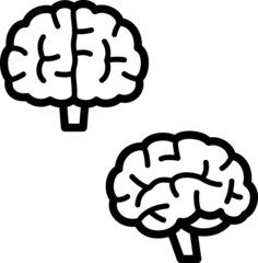 脳のデフォルメしたアイコン、正面、横向き