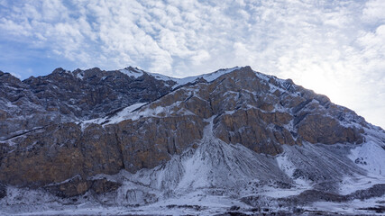 snow covered mountains in the morning