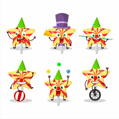 Cartoon character of star candy with various circus shows