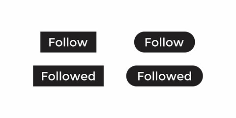 Follow, Followed Button Icon Vector in Flat Style