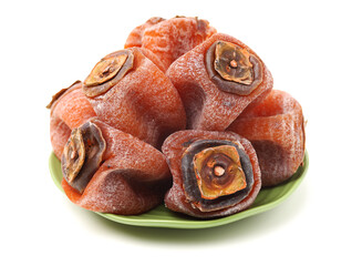 dried persimmon on white background 