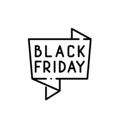 Black Friday origami speech bubble poster. Pixel perfect, editable stroke icon