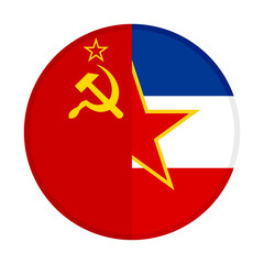 round icon with soviet union and mongolia flags isolated on white background