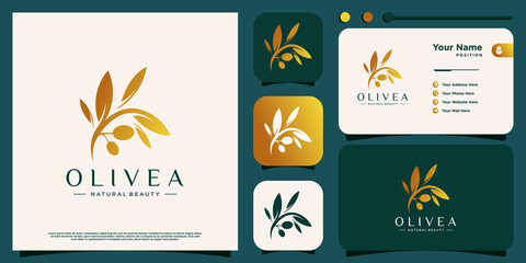 Fototapeta na wymiar Olive logo concept with creative element Premium Vector
