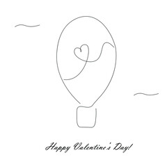 Valentines day card love fly line drawing vector illustration