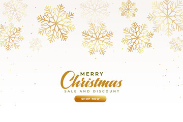 merry christmas golden snowflakes sale background