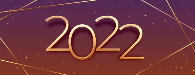 stylish 2022 golden happy new year banner with decorative lines