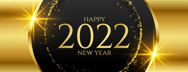 Fototapeta happy new year 2022 in shiny golden style obraz
