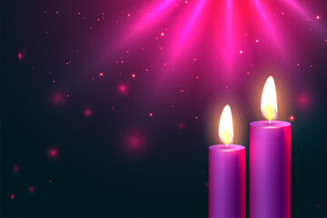 glowing two candles advent background