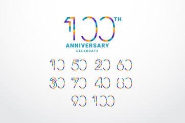 Anniversary Gradient Set Number Background For Celebration