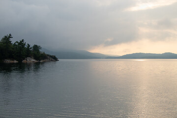 Foggy morning light on the lake