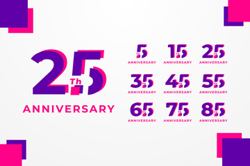 Anniversary Gradient Set Number Background For Celebration