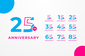 Anniversary Gradient Set Number Background For Celebration