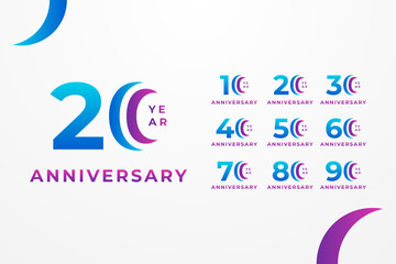Anniversary Gradient Set Number Background For Celebration