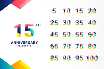Anniversary Gradient Set Number Background For Celebration