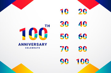 Anniversary Gradient Set Number Background For Celebration