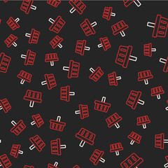 Line Shopping basket icon isolated seamless pattern on black background. Online buying concept. Delivery service sign. Shopping cart symbol. Vector