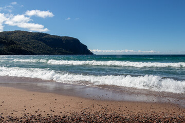 Waves on the beach at Old Woman Bay, Lake Superior Provincial Park, Ontario, Canada