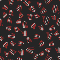 Line Pan flute icon isolated seamless pattern on black background. Traditional peruvian musical instrument. Folk instrument from Peru, Bolivia and Mexico. Vector