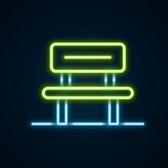 Glowing neon line Waiting hall icon isolated on black background. Colorful outline concept. Vector